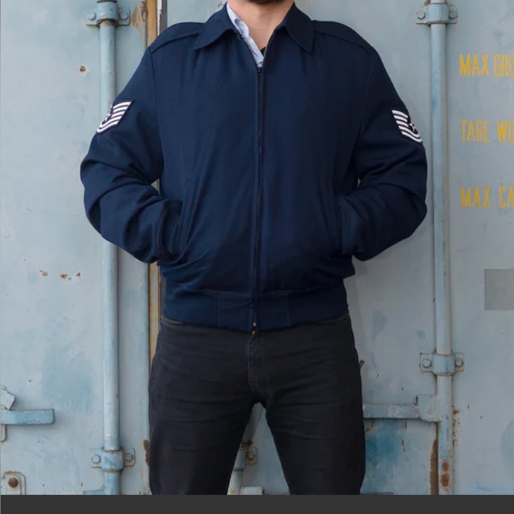 DEFENSE LOGISTICS AGENCY BOMBER JACKET MEN 44L BLUE WINGS EDITION AIRFORCE